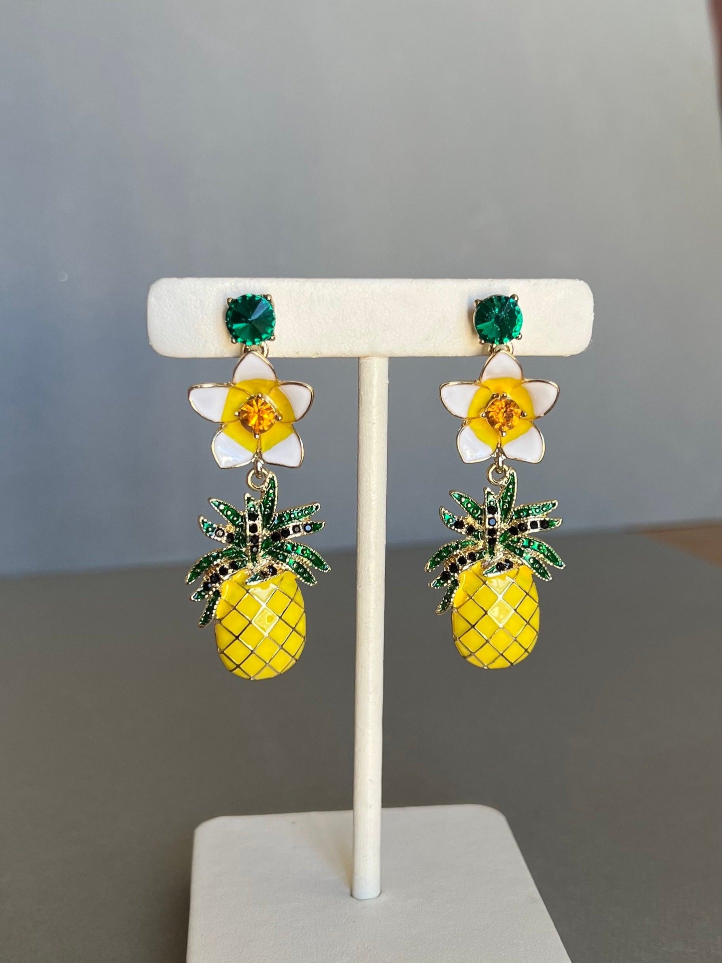 Yellow pineapple flower earrings