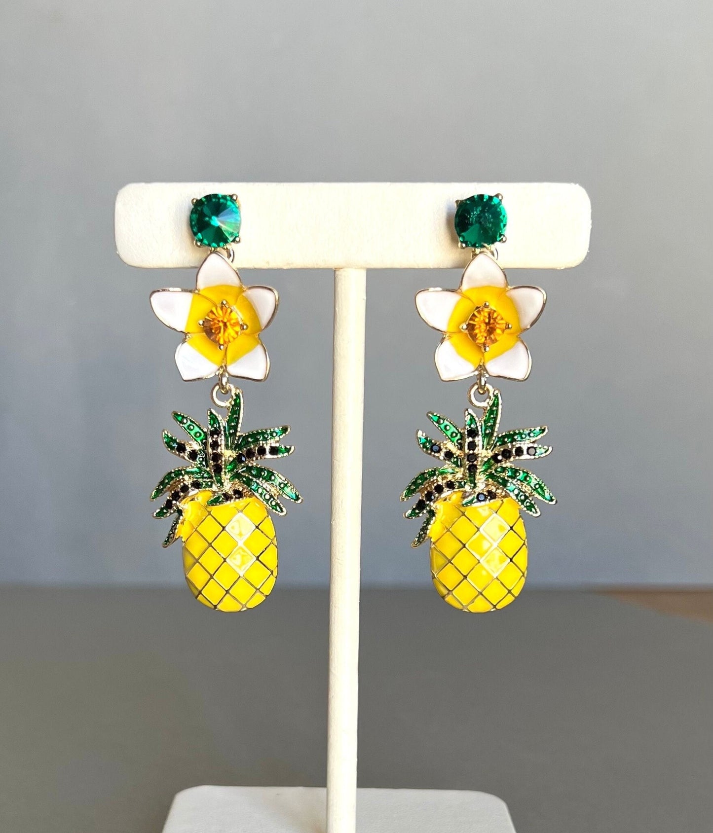 Yellow pineapple flower earrings