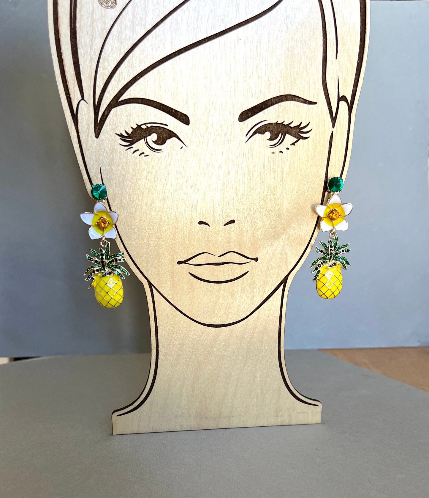 Yellow pineapple flower earrings