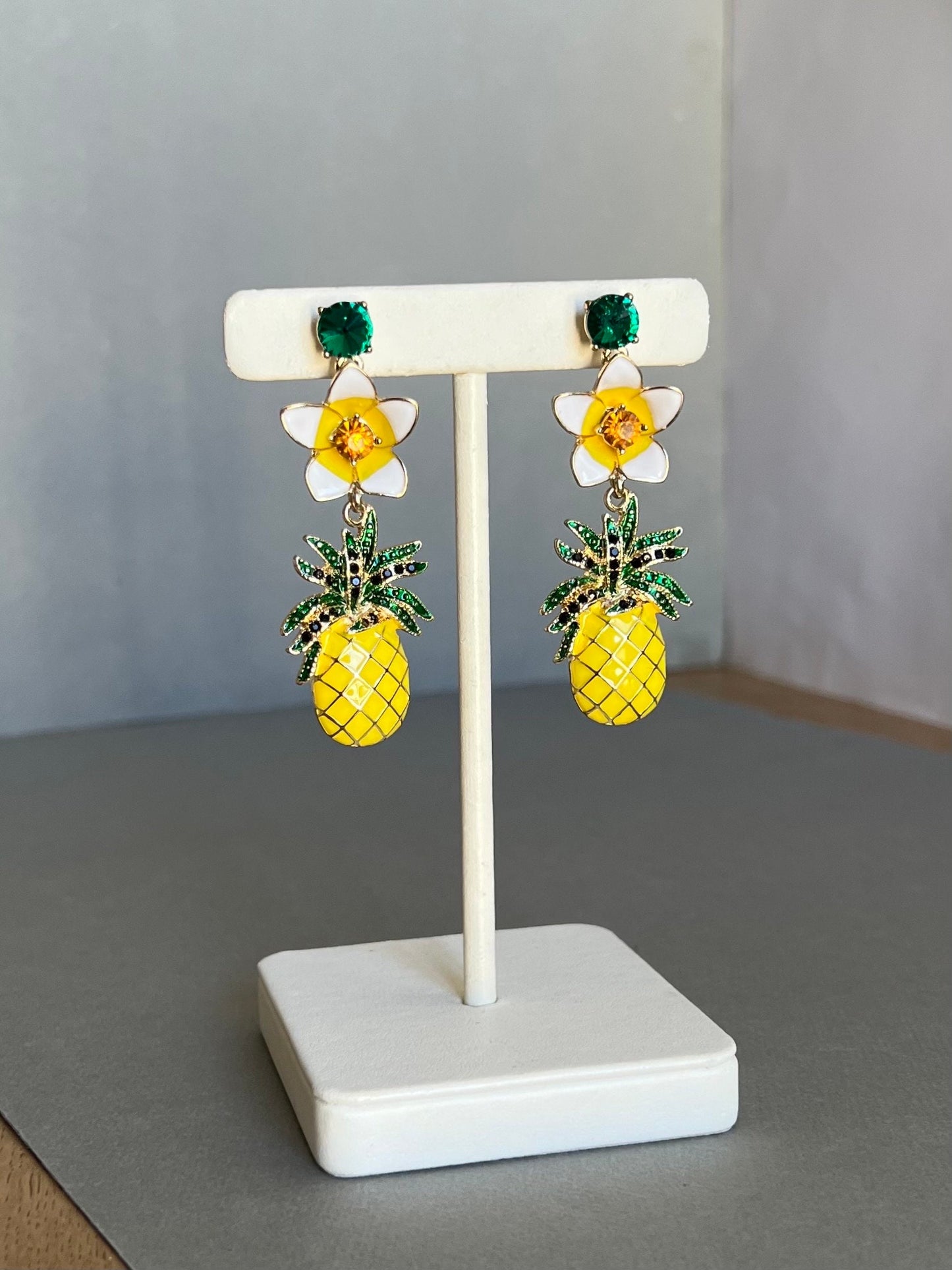 Yellow pineapple flower earrings