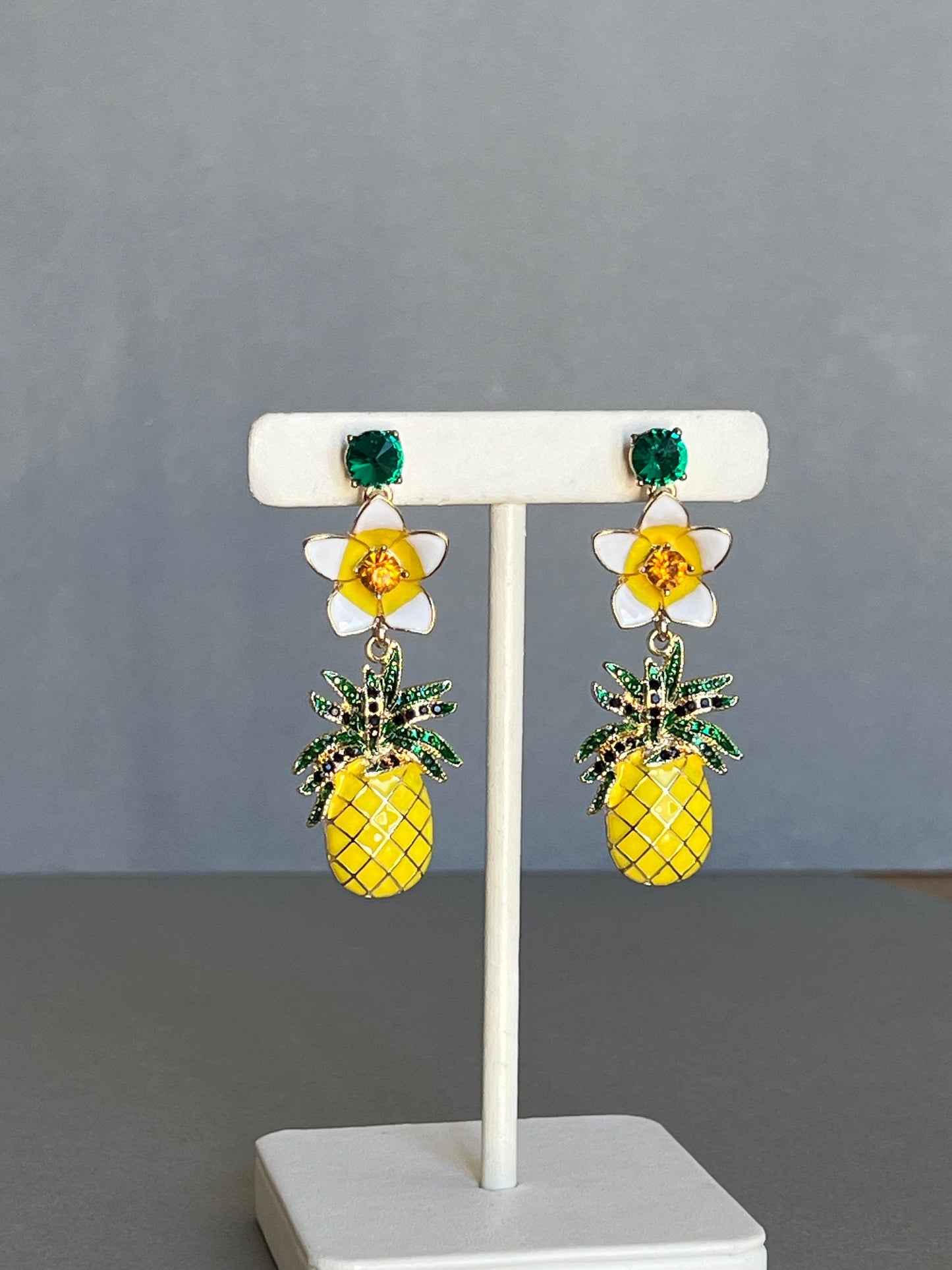 Yellow pineapple flower earrings