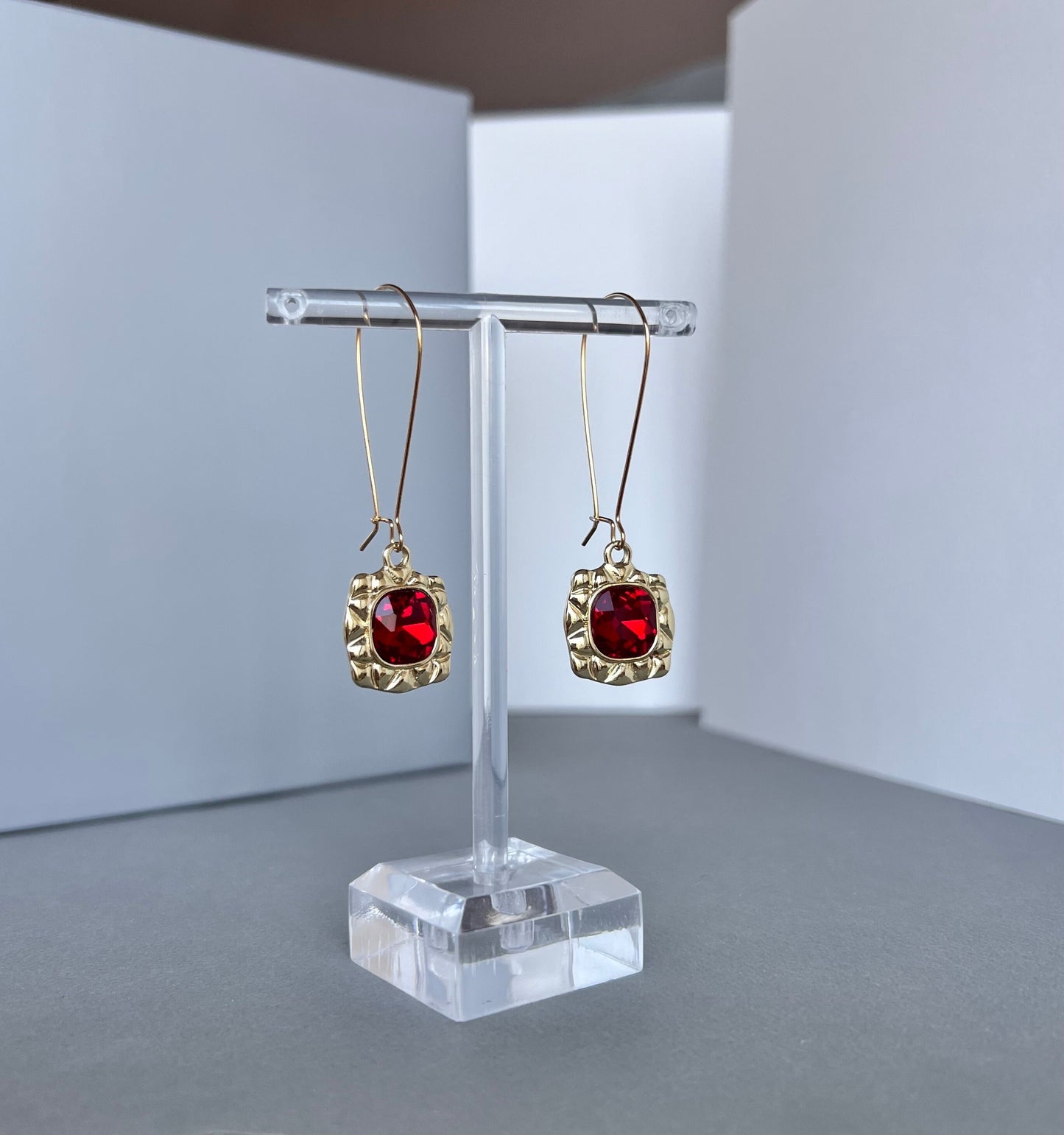 Red crystal earrings