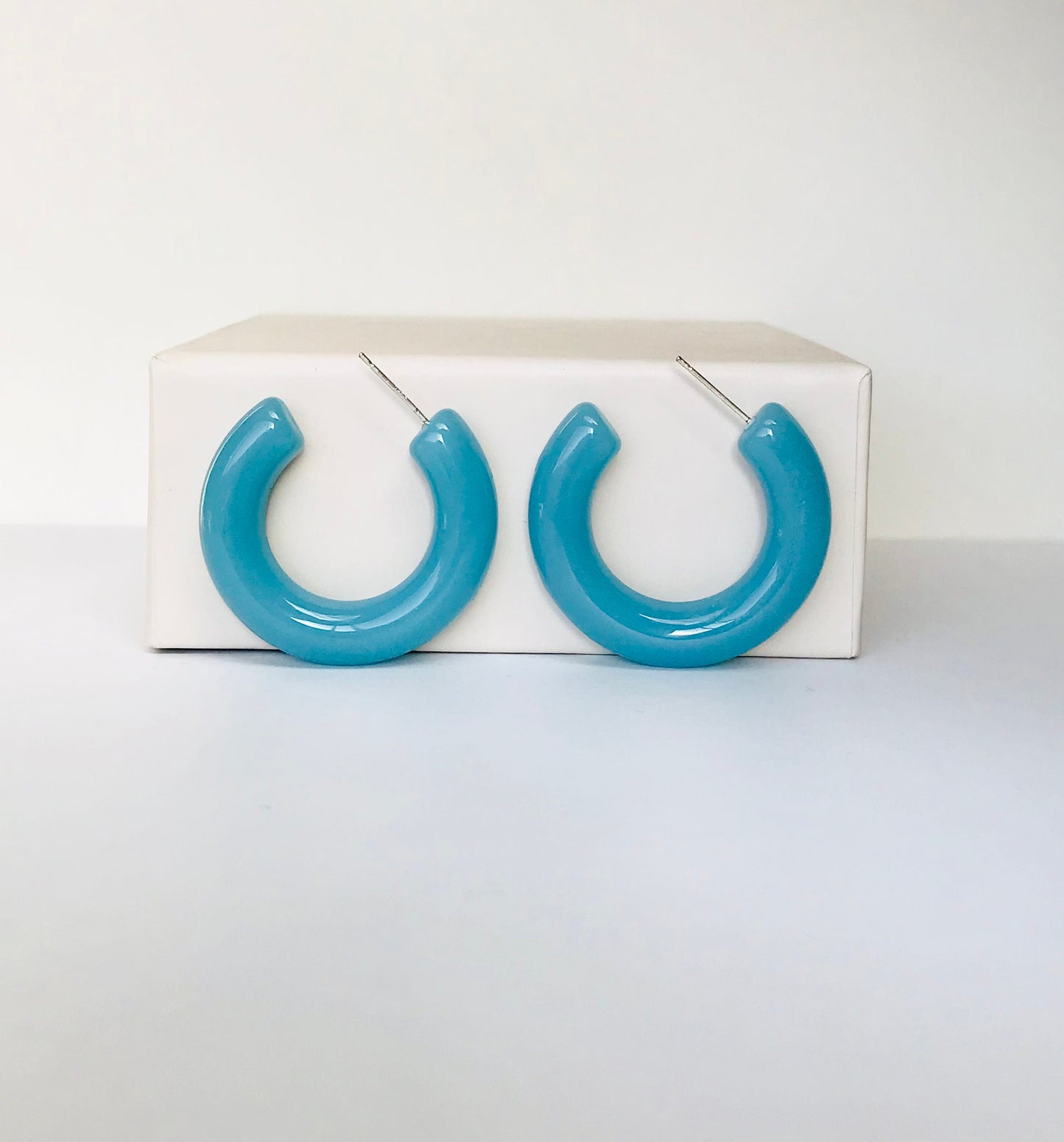 Blue turquoise hoops