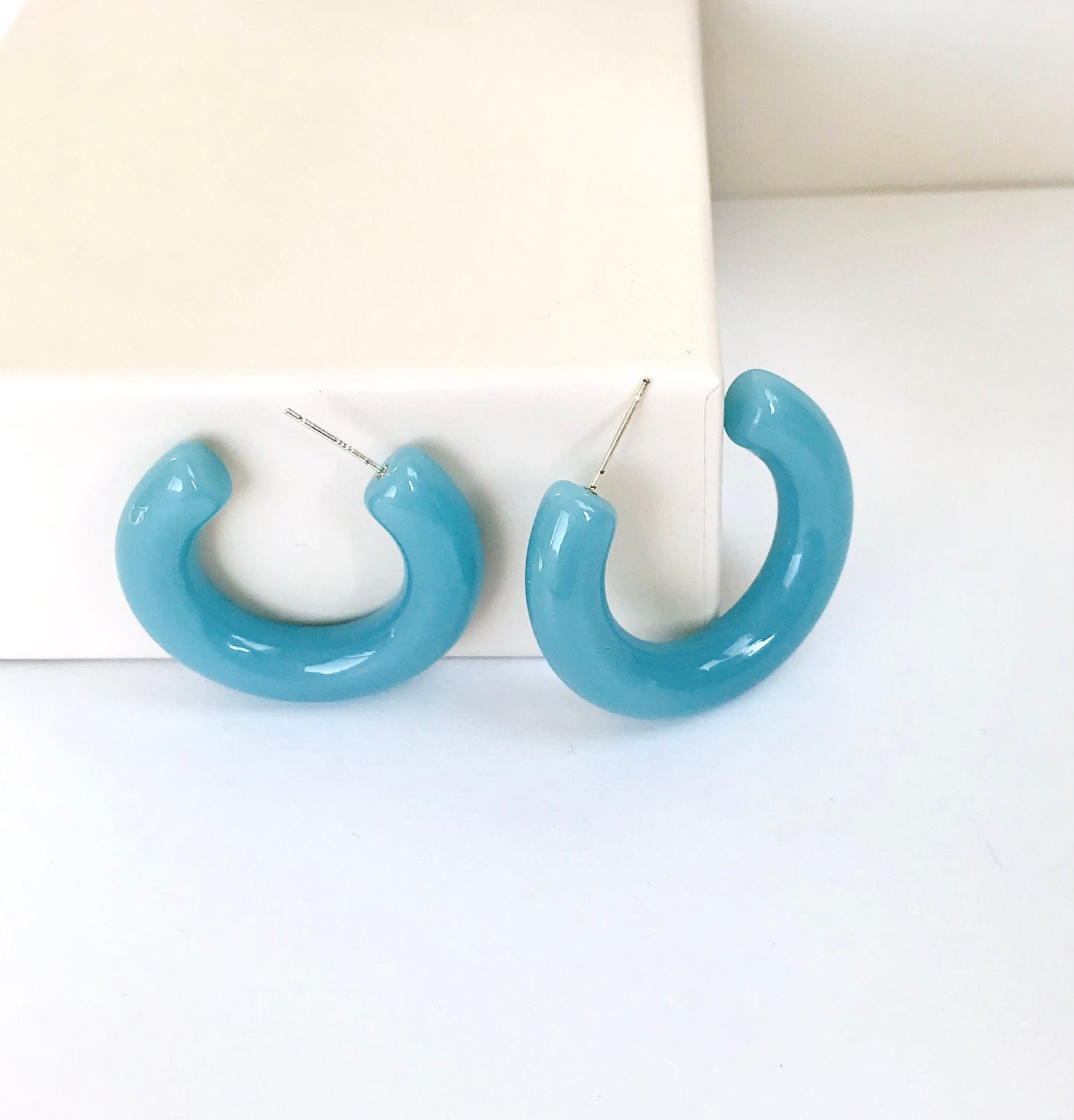 Blue turquoise hoops