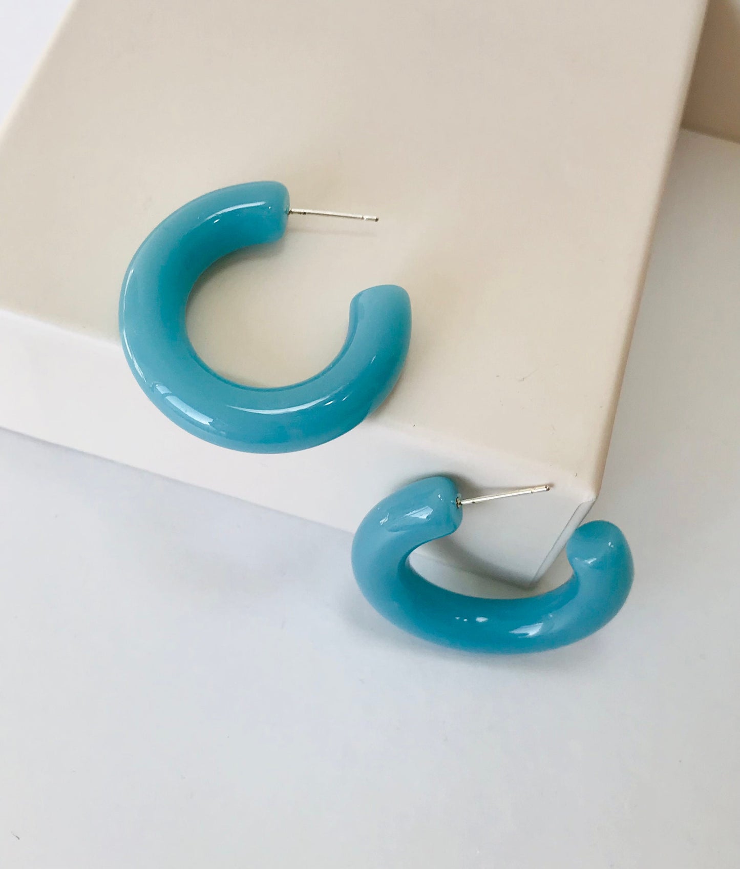 Blue turquoise hoops