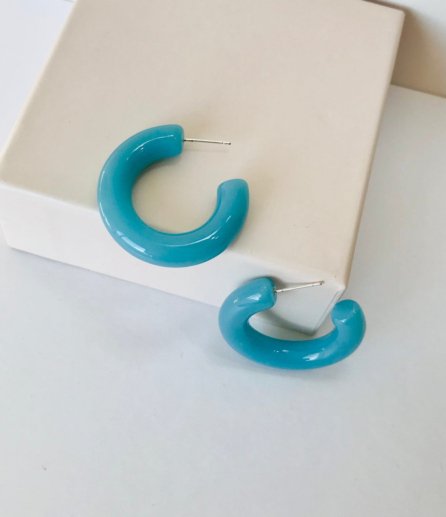 Blue turquoise hoops