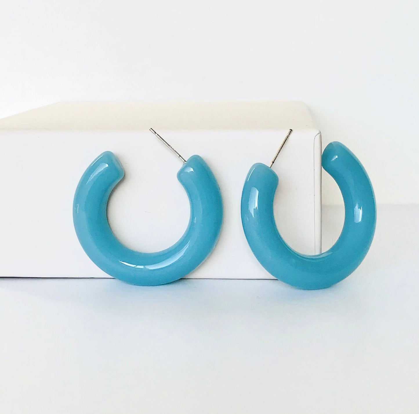 Blue turquoise hoops