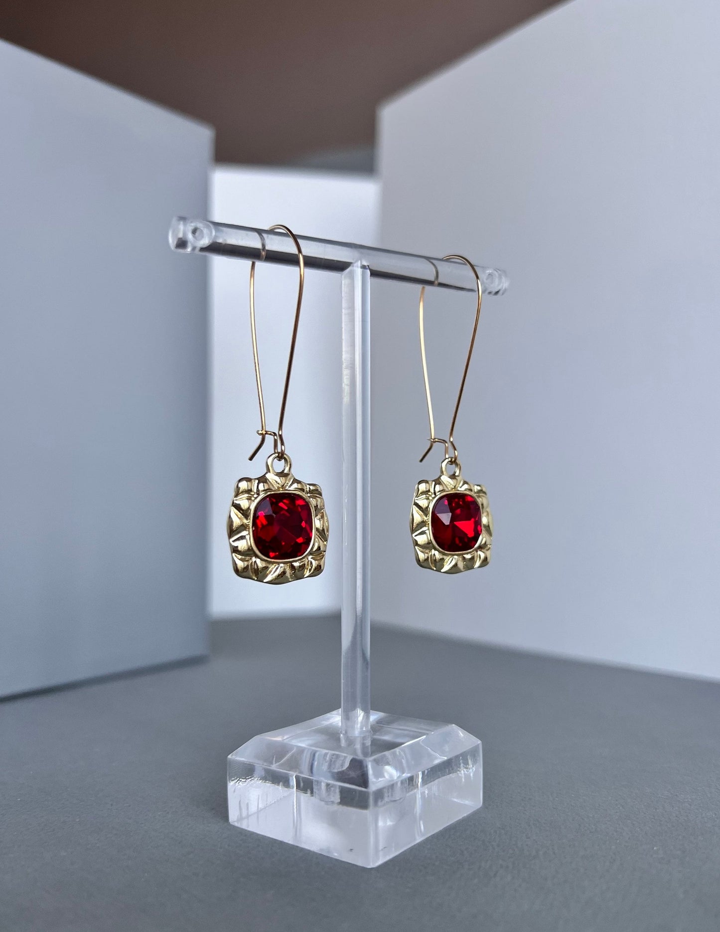 Red crystal earrings