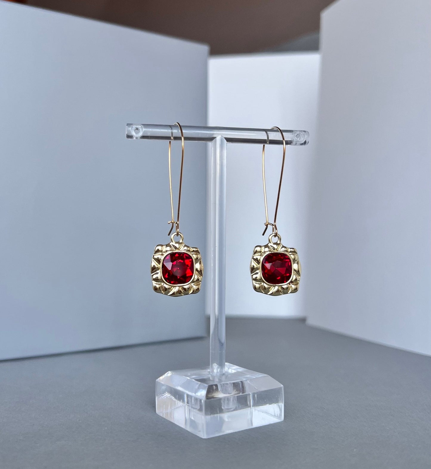 Red crystal earrings