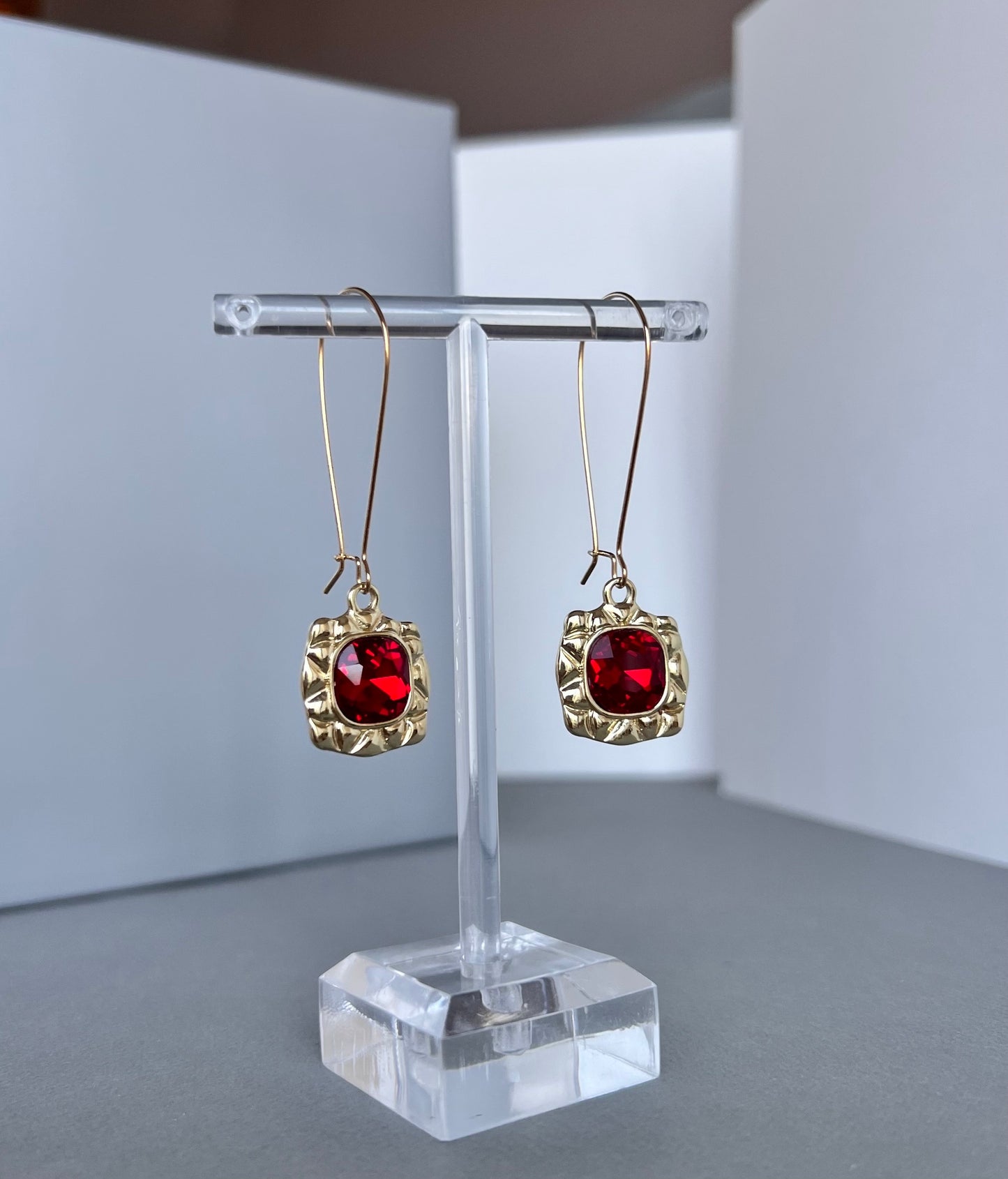 Red crystal earrings