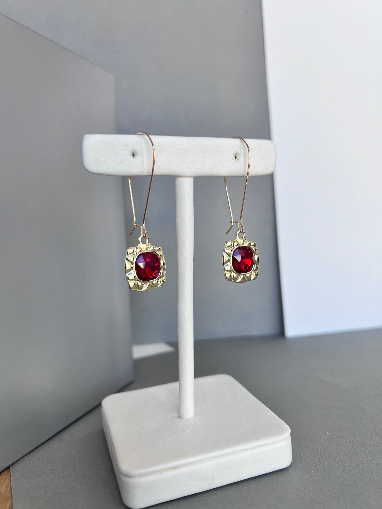 Red crystal earrings