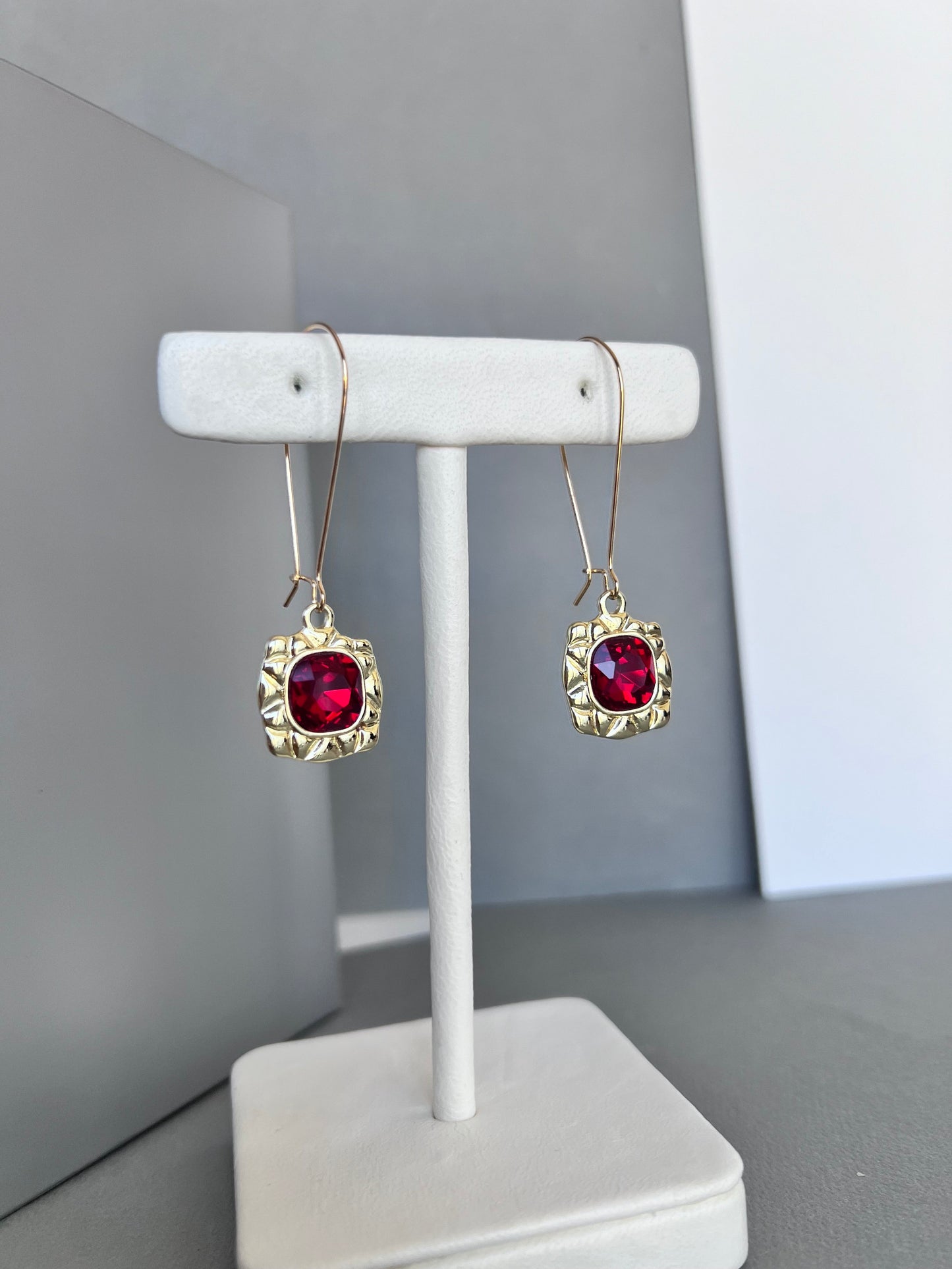 Red crystal earrings