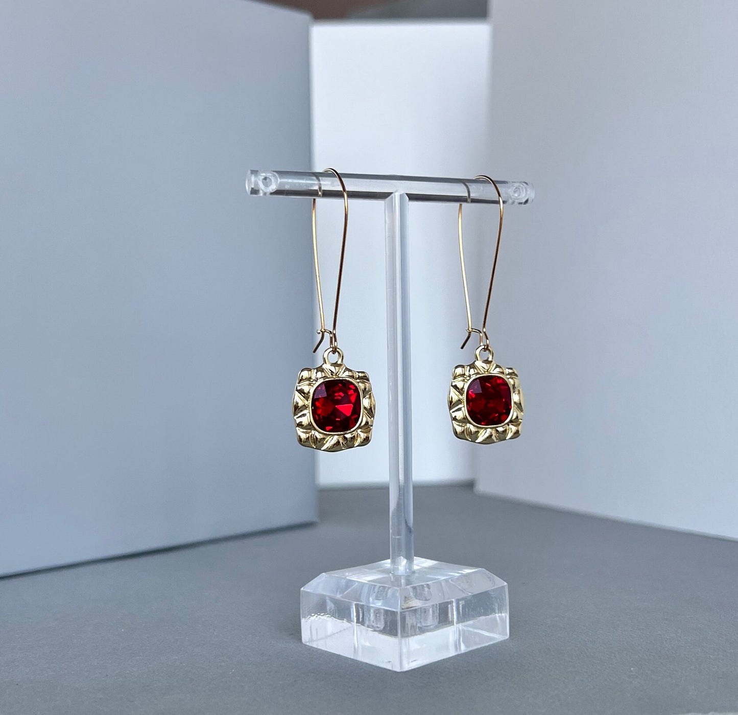Red crystal earrings